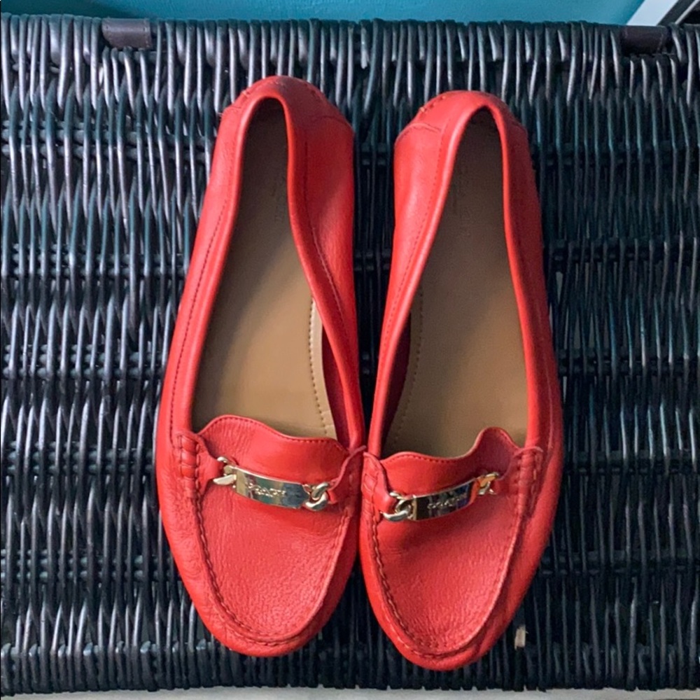 Orange Coach Leather Loafers. Like new